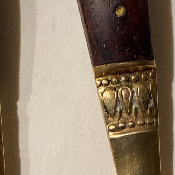 Vintage Siam Brass and Wood Serving Fork and Spoon - Picture 7 of 12